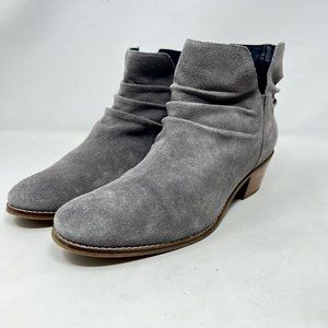 Cole Haan Womens Gray Suede Booties Block Wood Heels Size 10 B Med Casual Office